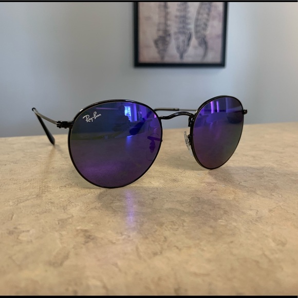 RAY BAN custom made black frame with purple lenses - Picture 2 of 8